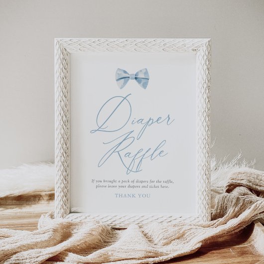 Poster Baby shower Bleu Bowtie Refus 