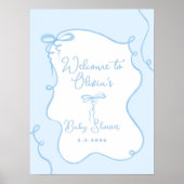 Poster Baby shower bleu dainty ondulé (Devant)