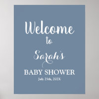 Baby shower bleu Dusty Symbole de bienvenue