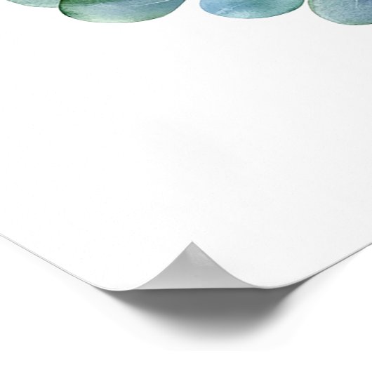 Poster Baby shower bleu éléphant - Aquarelle (Coin)