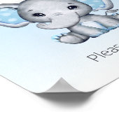 Poster Baby shower bleu éléphant Faveurs Signal (Coin)