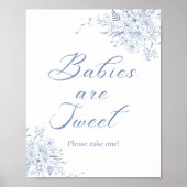 Poster Baby shower bleu floral Favoriser (Devant)