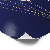 Poster Baby shower bleu marine ballon or garçon (Coin)