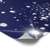 Poster Baby shower bleu marine ballons blancs bienvenue (Coin)