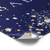 Poster Baby shower bleu marine or ballons bienvenue (Coin)