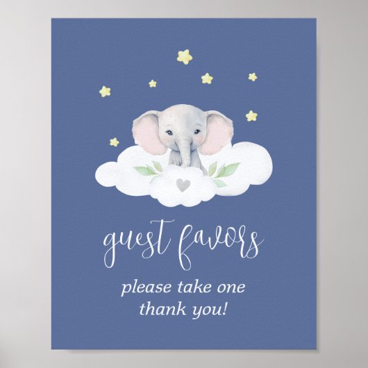Poster Baby shower Bleu Petite Arachide Faveurs Signale D (Devant)