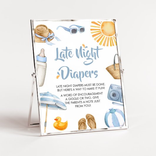Poster Baby shower Bleu Splish Splash Late Night Diapés
