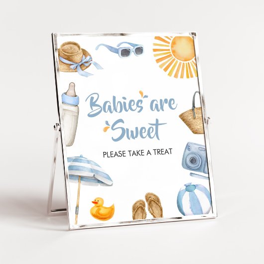 Poster Baby shower Bleu Splish Splash Les bébés sont doux