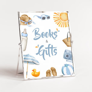 Poster Baby shower Bleu Splish Splash Livres et cadeaux