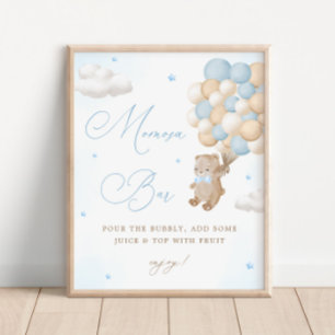 Poster Baby shower bleu Teddy Bear Mimosa Bar