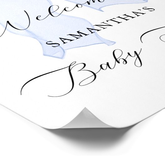 Poster Baby shower Blue Bow (Coin)