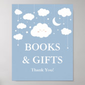 Poster Baby shower Blue Cloud Livres et cadeaux (Devant)