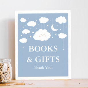 Poster Baby shower Blue Cloud Livres et cadeaux
