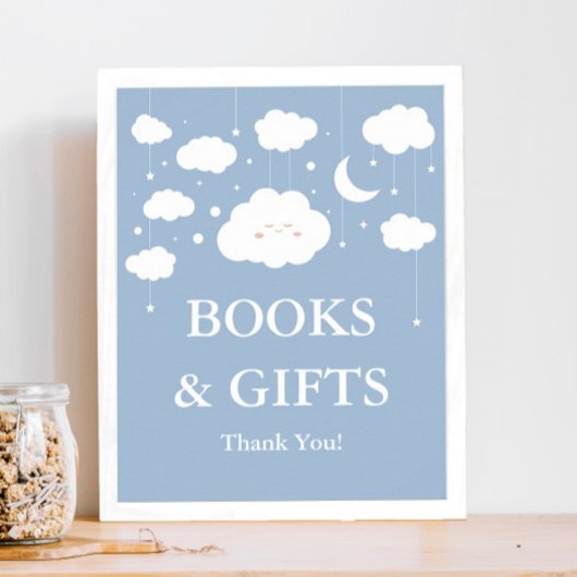 Poster Baby shower Blue Cloud Livres et cadeaux