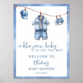 Poster Baby shower Blue Jean Baby Denim Bienvenue (Devant)