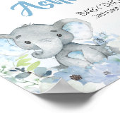 Poster Baby shower Blue Little Peanut Elephant Bienvenue (Coin)