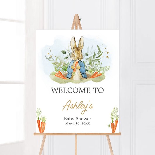 Poster Baby shower Blue Peter Rabbit Bienvenue