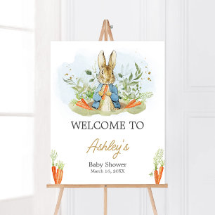 Poster Baby shower Blue Peter Rabbit Bienvenue