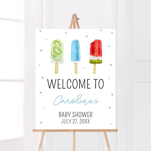 Poster Baby shower Blue Popsicle Bienvenue