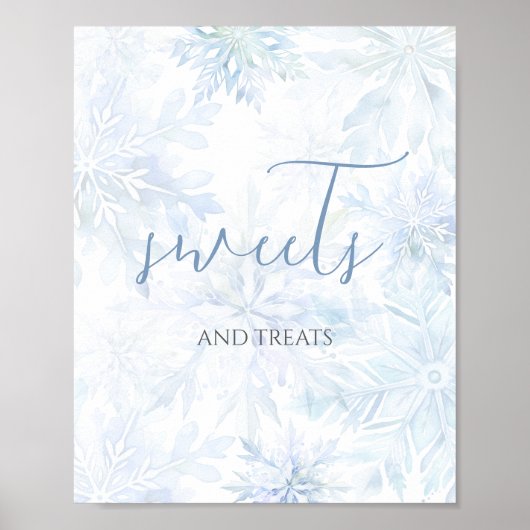 Poster Baby Shower Blue Snowflake Sweets and Treats  (Devant)