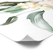 Poster Baby shower bohème rose fleuri verdure (Coin)