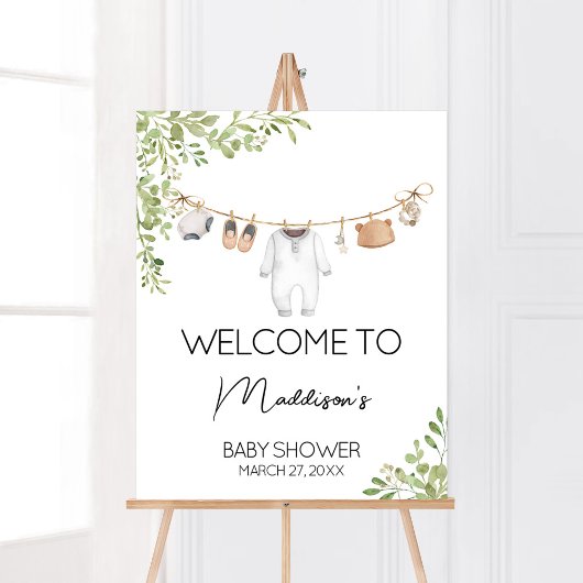 Poster Baby shower Boho Baby Clothes Bienvenue
