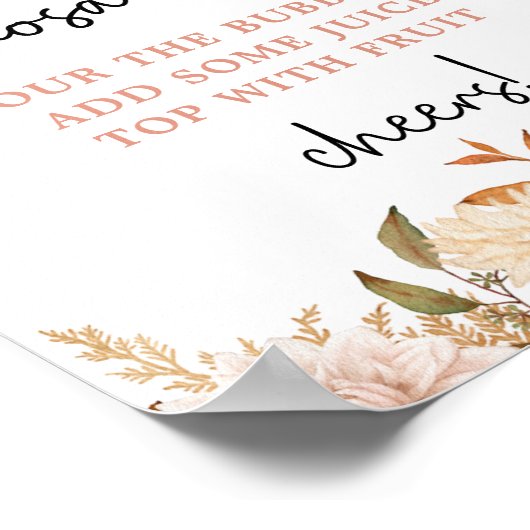 Poster Baby shower Boho Citrouille Automne Mimosa Bar (Coin)