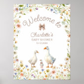 Poster Baby shower Boho Fleur sauvage Goose Bienvenue (Devant)