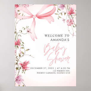 Poster Baby-Shower Boho Floral Bébé en Fleur