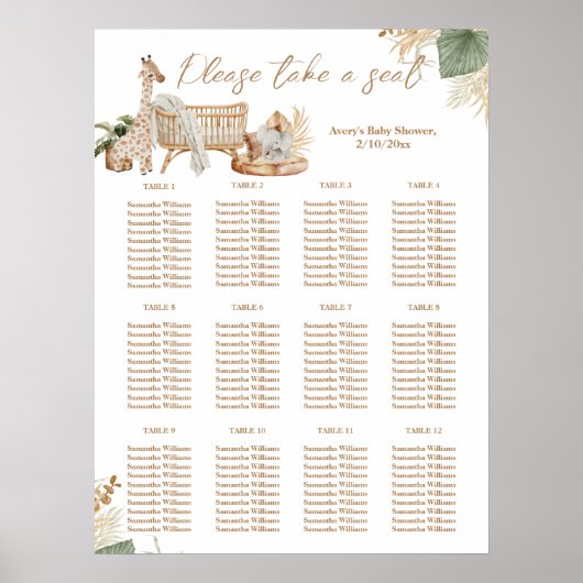 Poster Baby shower boho moderne mixte (Devant)