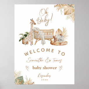 Poster Baby shower boho moderne mixte