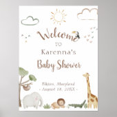 Poster Baby shower Boho Safari Aquarelle Bienvenue (Devant)