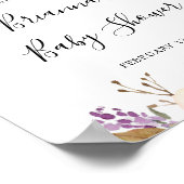 Poster Baby shower botanique fleuri rustique Bienvenue (Coin)