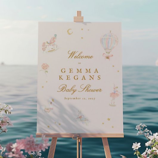 Poster baby shower botanique lunique signe de bienvenue