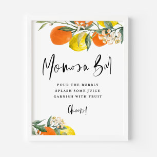Poster Baby shower Botanique Orange et Lemon Momosa Bar