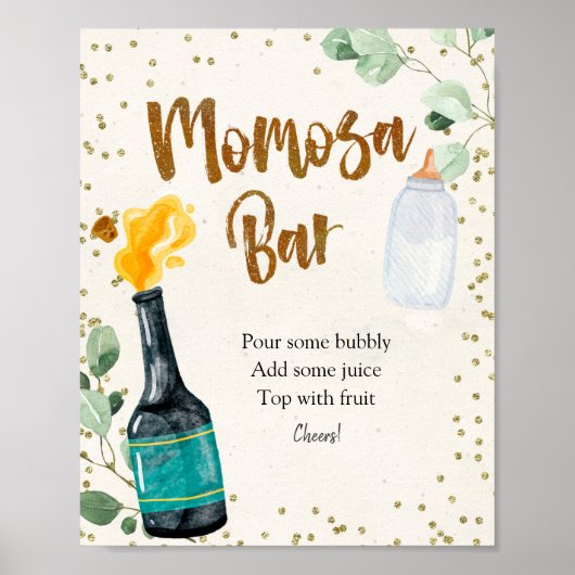 Poster Baby shower Bouteilles Momosa Bar (Devant)