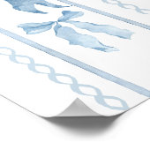 Poster Baby shower Bow Boy Bleu Bienvenue (Coin)