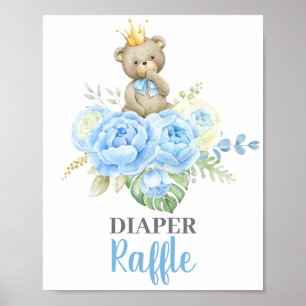 Poster Baby shower Boy Bear Diaper Signal de raffe