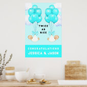 Poster Baby shower Boy Twins (Cuisine)