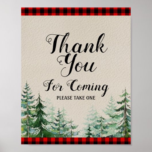 Poster Baby Shower Bûcheron Merci d'être venu (Devant)