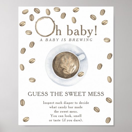 Poster Baby-shower café Devine le doux désordre (Devant)