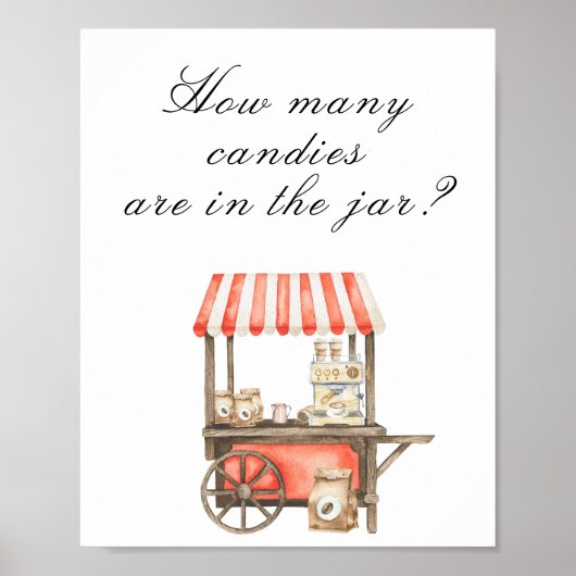 Poster Baby shower café - devinez combien de bonbons dans (Devant)
