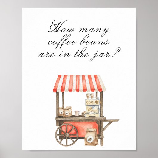 Poster Baby shower café - devinez combien de grains de ca (Devant)