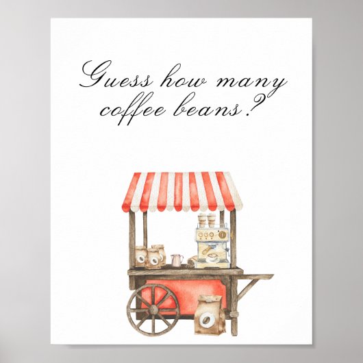 Poster Baby shower café - devinez combien de grains de ca (Devant)