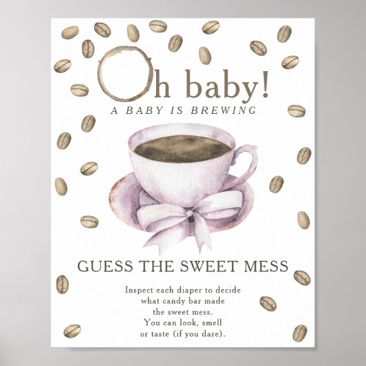 Poster Baby shower café Devinez le doux désordre (Devant)