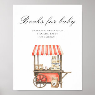 Poster Baby shower café - livres pour bébé