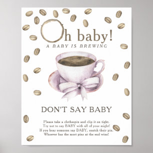 Poster Baby shower café - N'affiche pas bébé
