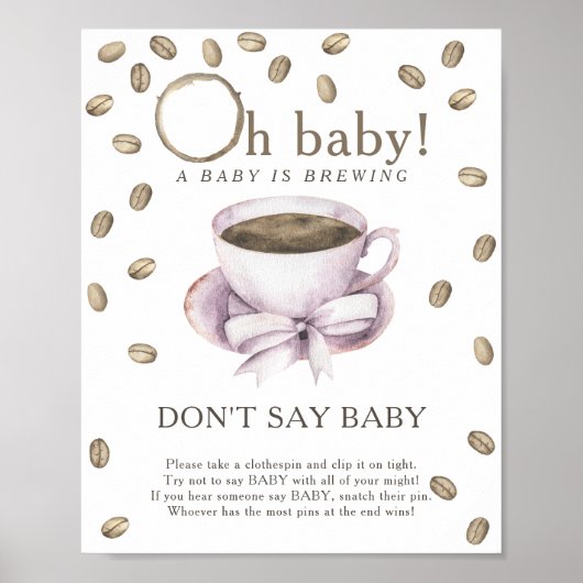 Poster Baby shower café - N'affiche pas bébé (Devant)