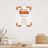 Poster Baby Shower Camion de Citrouille Floral Orange (Cuisine)