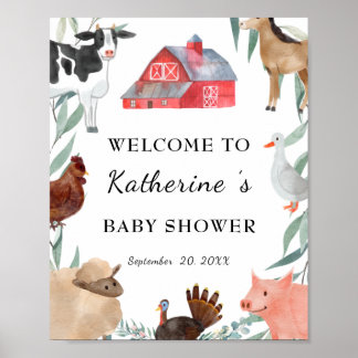 Poster Baby shower Campagnard Sur La Ferme Bienvenue